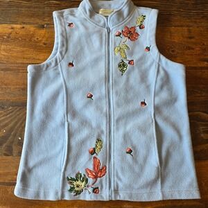 Shenanigans Fleece Vest Small Embroidered Autumn Fall Sleeveless cabincore‎